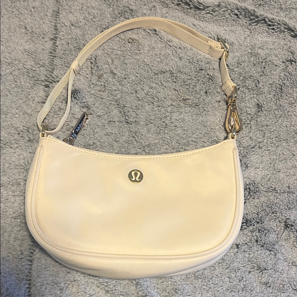lululemon athletica Cream Crescent Shoulder Bag with Gold Accent